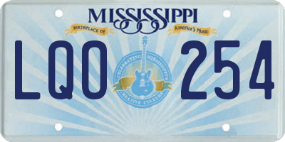 MS license plate LQO254