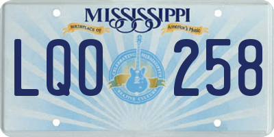 MS license plate LQO258