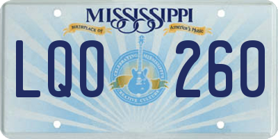 MS license plate LQO260