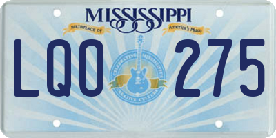 MS license plate LQO275