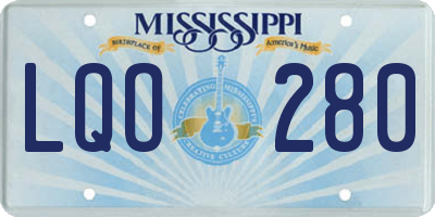 MS license plate LQO280