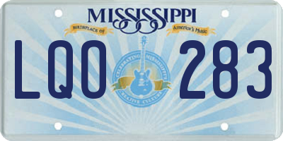 MS license plate LQO283