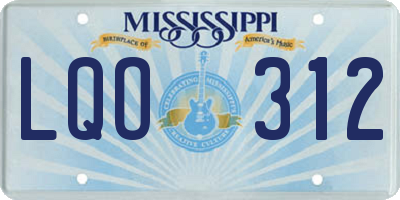 MS license plate LQO312