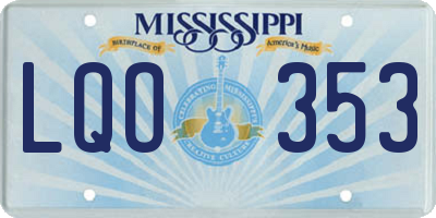 MS license plate LQO353
