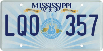 MS license plate LQO357