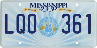 MS license plate LQO361