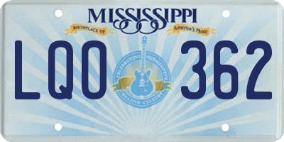 MS license plate LQO362