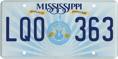 MS license plate LQO363