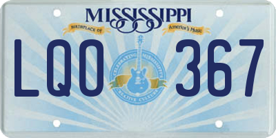 MS license plate LQO367