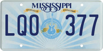 MS license plate LQO377