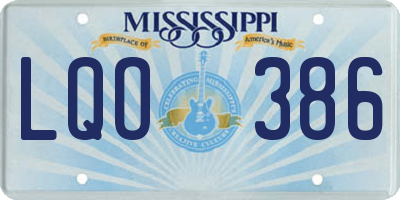 MS license plate LQO386