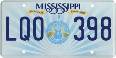 MS license plate LQO398