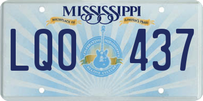 MS license plate LQO437