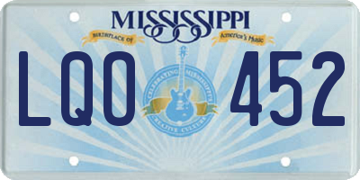 MS license plate LQO452