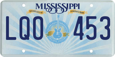 MS license plate LQO453