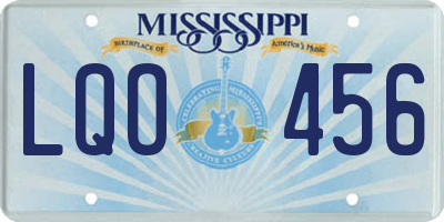 MS license plate LQO456