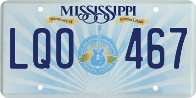 MS license plate LQO467