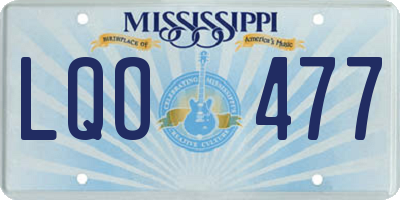 MS license plate LQO477