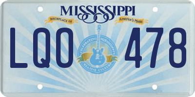 MS license plate LQO478