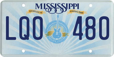 MS license plate LQO480