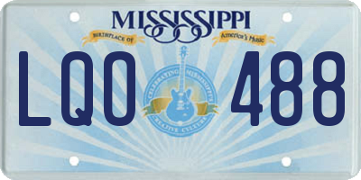 MS license plate LQO488