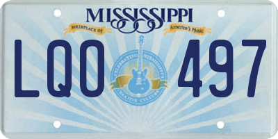 MS license plate LQO497