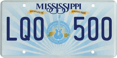 MS license plate LQO500