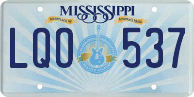 MS license plate LQO537