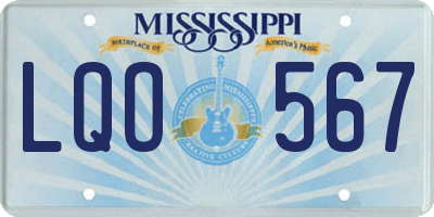 MS license plate LQO567