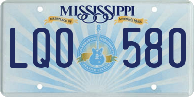 MS license plate LQO580