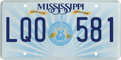 MS license plate LQO581