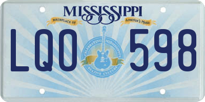 MS license plate LQO598