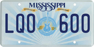 MS license plate LQO600