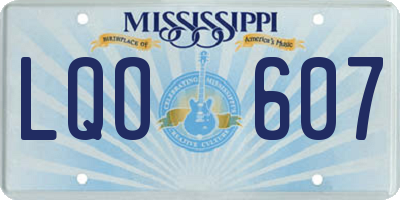 MS license plate LQO607