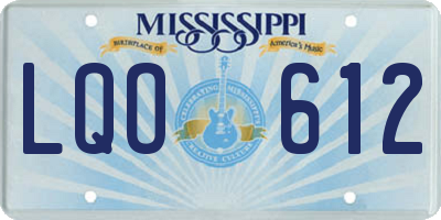 MS license plate LQO612
