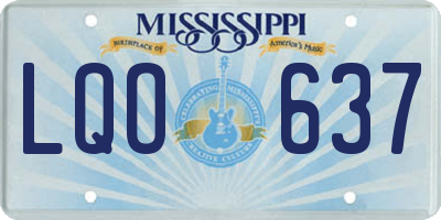 MS license plate LQO637