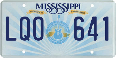 MS license plate LQO641