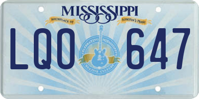 MS license plate LQO647
