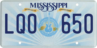MS license plate LQO650