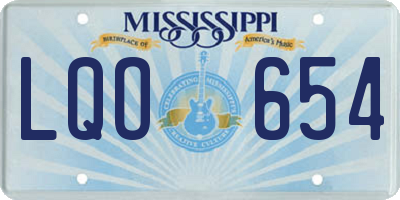MS license plate LQO654