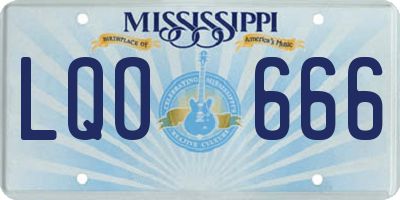 MS license plate LQO666