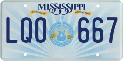 MS license plate LQO667