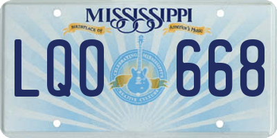 MS license plate LQO668