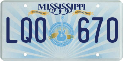 MS license plate LQO670