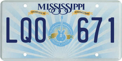 MS license plate LQO671