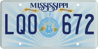 MS license plate LQO672