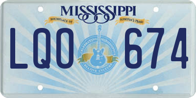 MS license plate LQO674