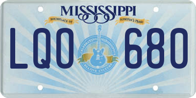 MS license plate LQO680