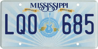 MS license plate LQO685