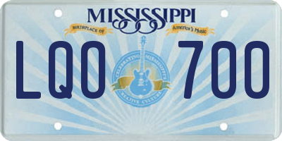 MS license plate LQO700